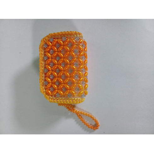 Orange Color Beeded Purse  - Pack Of 10 - 1200gms